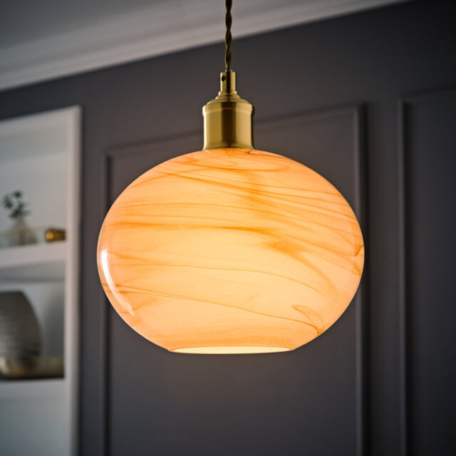 18.5cm H Glass Bowl Pendant Shade ( Slip-On ) Beige