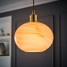 18.5cm H Glass Bowl Pendant Shade ( Slip-On ) in Beige
