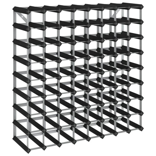 Khaleesi 72 Bottle Solid Wood Floor Wine Bottle & Glass Rack in Black
