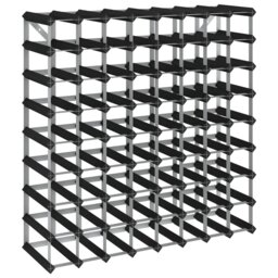 Khaleesi 72 Bottle Solid Wood Floor Wine Bottle & Glass Rack in Black