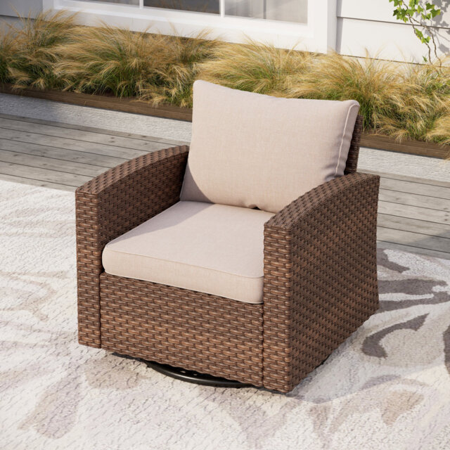 Outdoor Rattan Swivel Patio Chair with Cushions
