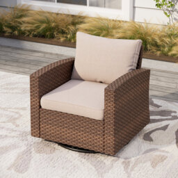 Outdoor Rattan Swivel Patio Chair with Cushions