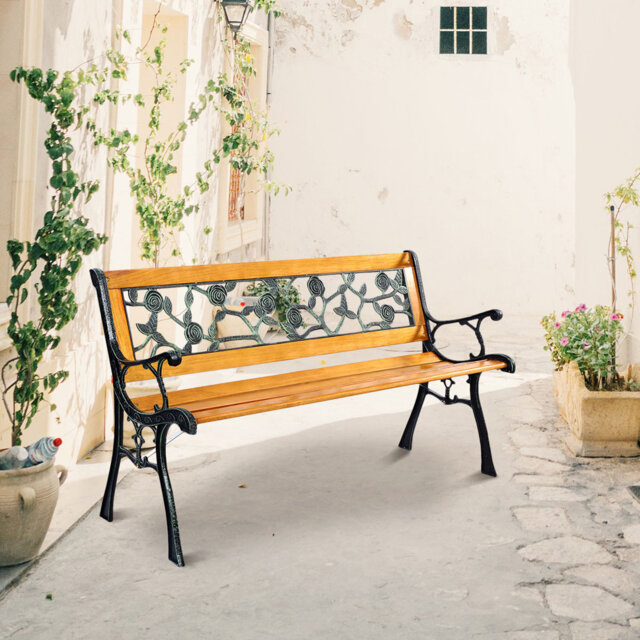 Pearcy Metal/Solid Wood Outdoor Bench