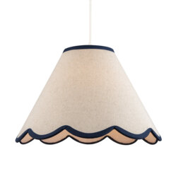 Scallop Edge Natural Textured Linen Coolie Lamp Shade With Trims By