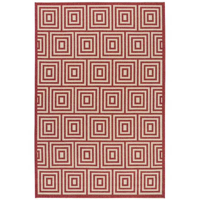 Mckinnon Hooked Indoor/ Outdoor Red/Cream Rug