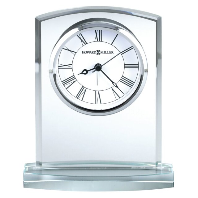 Roman Numeral Crystal Quartz Movement / Crystal Alarm Tabletop Clock in Silver