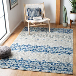 Tabb Looped/Hooked Silver/Blue Rug