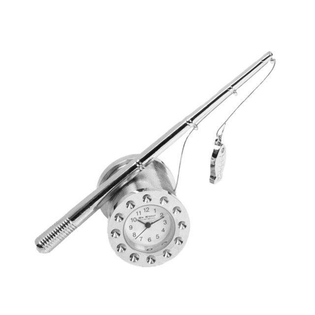 Analogue Metal Quartz Movement / Crystal Tabletop Clock in Silver/Ivory
