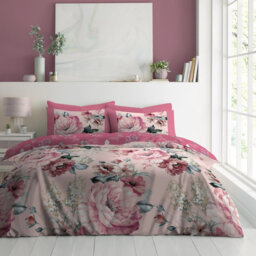 Blossom Pattern Duvet Cover Set with Pillowcases - Polycotton Fabric Bedding - Single Double King Machine Washable