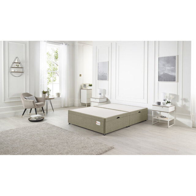 Luxara Solid Wood Side Opening Ottoman Bed Frame Linen Fabric