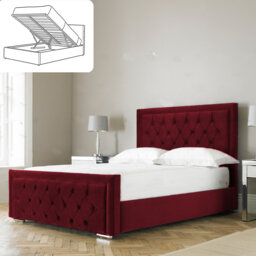 Aura Averian Upholstered Ottoman Storage Bed - Plush Velvet Gas Lift Bed Frame with Headboard