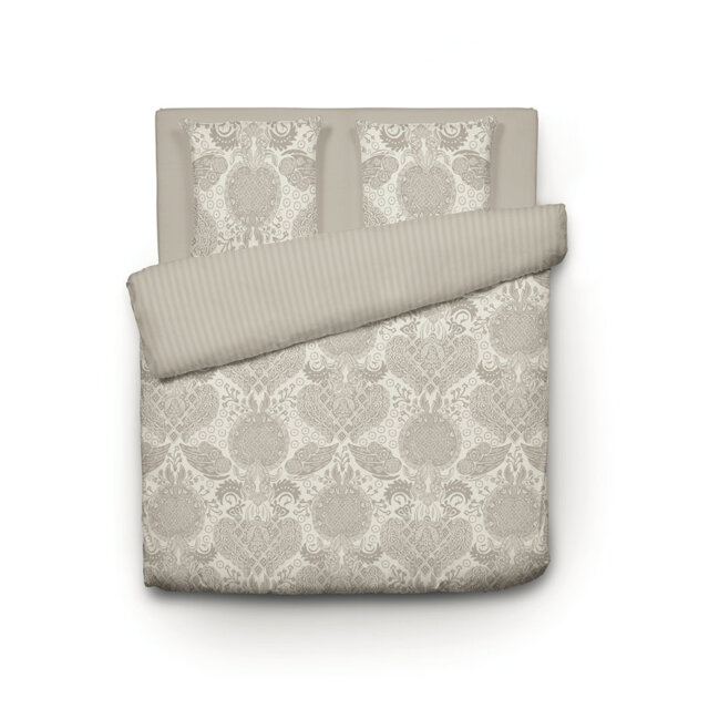 Duvet Cover + 2 Pillowcases Cotton Satin Arles Dark Grey - 240 X 220 Cm + 2 X (63 X 63 Cm)