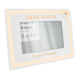Santa I Was Framed Christmas Ceramic Single Picture Frame in White