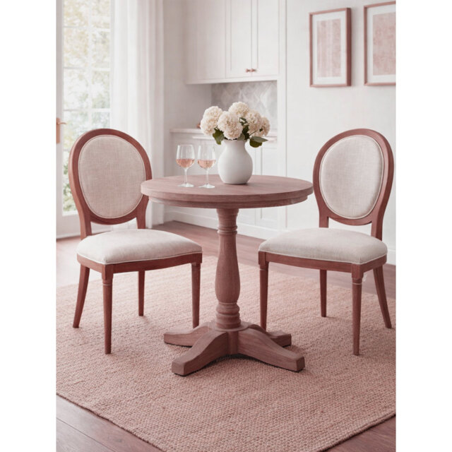 Set Of 2 Reiss French Country Solid Wood Dining Chairs, Grey Linen