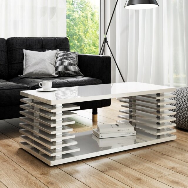 Lorenzo Floor Shelf Coffee Table with Storage