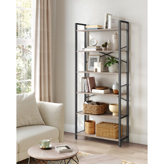 Bernis 186cm H x 80cm W Steel Etagere Bookcase