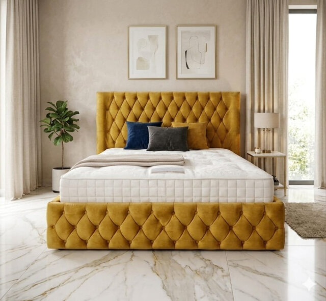 Chesterfield Upholstered Winged Bed Frame