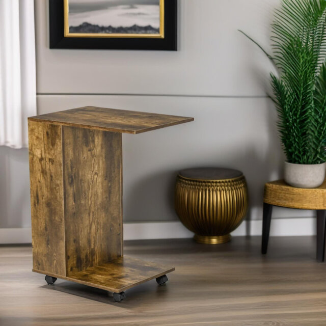 Carnevale C Shaped End Table With Storage Living Room Furniture Side Sofa Table