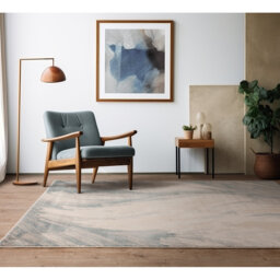 Deran Swirl Blue/Silver/Cream Area Rug