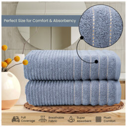 Pack of 4 Ribbed Cotton Towels, Hand, Bath Towels & Sheets, Premium Soft Feel, Quick Dry & Highly Absorbent Towelette