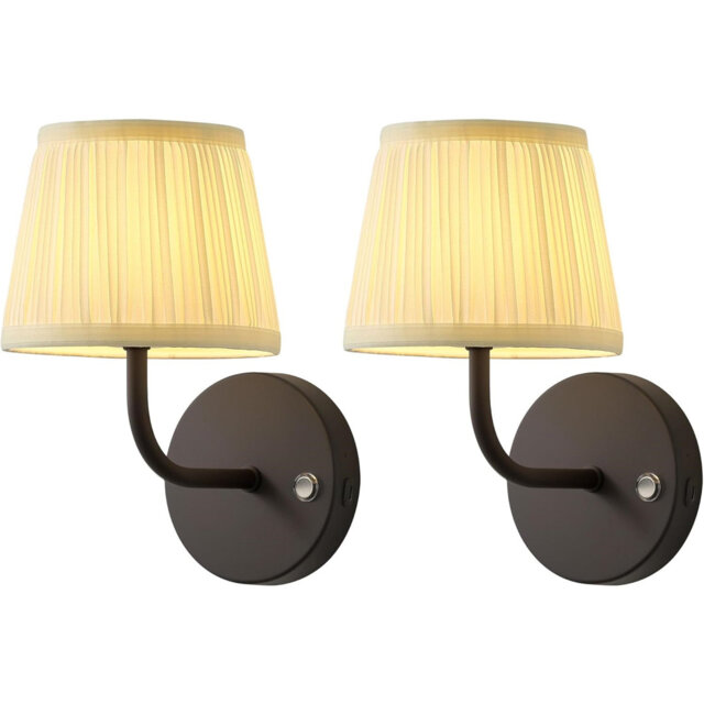 Battery Operated Wireless Wall Sconce Set of 2 Rechargeable 5200mAh Dimmable Wall Lights Fixtures with Remote Control Cordless Wall Lamps(Black)