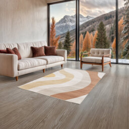 Machine Woven Rug, Abstract, Cream
