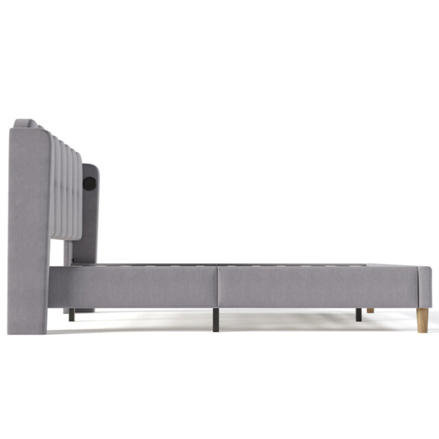 Upholstered Bed With Usb Linen