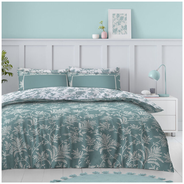 Botanical Pattern Duvet Cover & Pillowcases, Polycotton Light Weight Bedding, UK Machine Washable, Single Double King