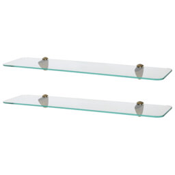 Harbour Housewares - Rounded Floating Glass Shelves with Metallic Brackets