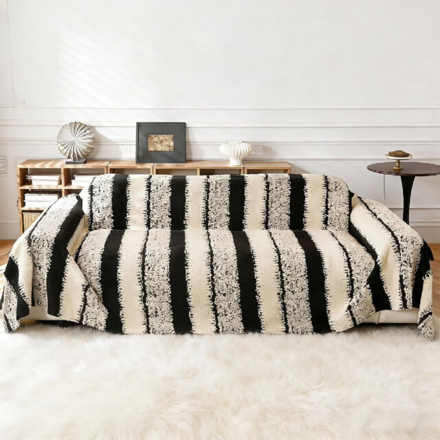 Boho 2-3 Cushion Sofa Cover Pet Friendly Washable (Black, 180 X 260Cm)