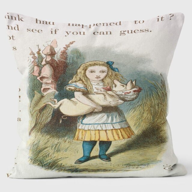 Alice and the Pig - Alice in Wonderland - Lewis Carroll Cushion