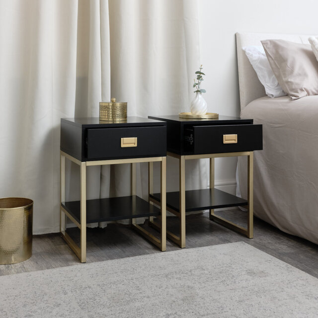 Bhrianne 40cm W Manufactured Wood Bedside Table