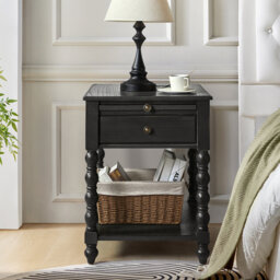 Eric 60.96cm W Traditional Soild Bedside Table with Extendable Tray