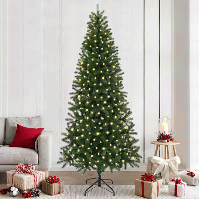Artificial Christmas Tree with 300 LEDs Green PE and PVC