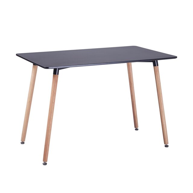 Rectangle Dining Table Modern Kitchen Dining Room Table With Natural Beech Wood Legs,110 X 70 X 73 Cm,Black