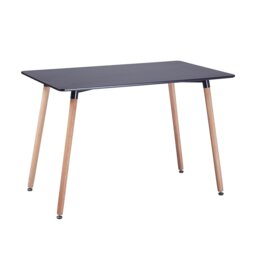 Rectangle Dining Table Modern Kitchen Dining Room Table With Natural Beech Wood Legs,110 X 70 X 73 Cm,Black