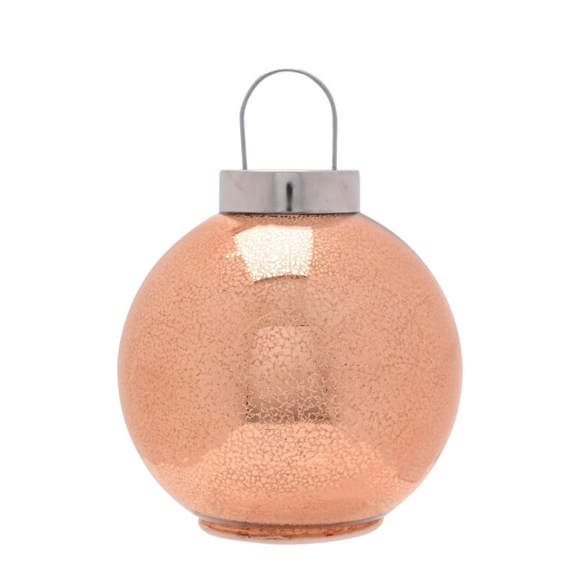 Rose Champagne Mercury Glass LED Fairy Light Bauble Ornament 20cm