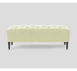Alyana 120cm Wide Tufted Rectangle Ottoman Storage Bench, Upholstery Velvet Shoe Bench with Turned Wooden Legs