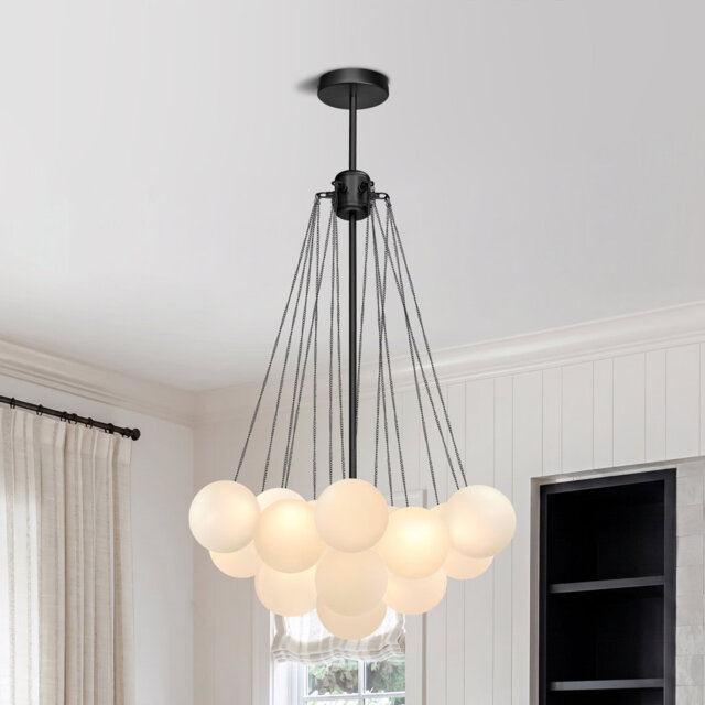 Aniston 1/3-Light Frosted Glass Bubble Globe Cluster Chandelier Kitchen Island Pendant Lamp