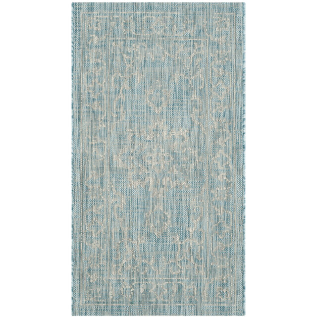 Kori Looped/Hooked Aqua/Grey Indoor/Outdoor Rug