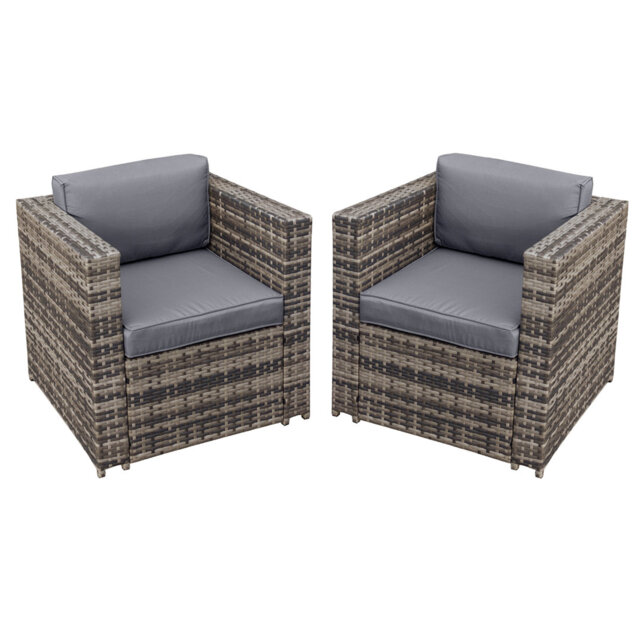 Malta Rattan 2 Seat Twin Chair Set in Walnut Grey