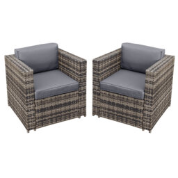 Malta Rattan 2 Seat Twin Chair Set in Walnut Grey