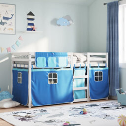 Vidaxl Bunk Bed With Curtains Solid Wood Pine