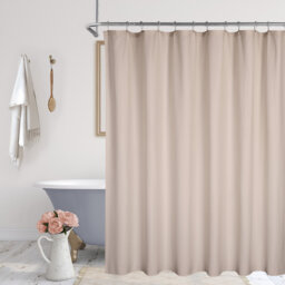"72"" x 72"" Waffle Shower Curtain – Heavy Duty Waterproof Fabric with Embossed Dot Pattern for Bath Tub Stall – White, Hooks Not Included"