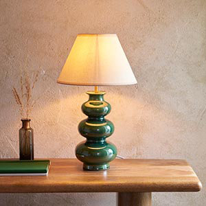 Monroe Ceramic, Steel And Brass Table Lamp