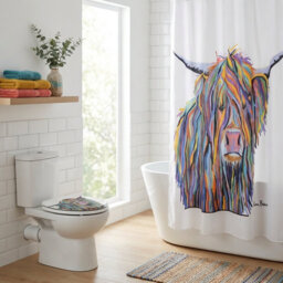 Croydex Steven Brown Art Angus McCoo Toilet Seat & Shower Curtain