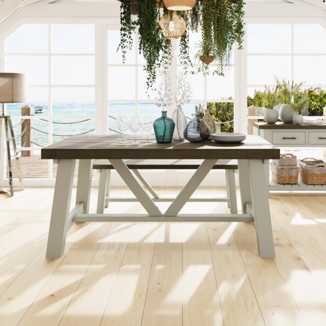 Brents Rectangular Trestle Base Dining Table Solid Reclaimed Pine 1.6m or 2m.