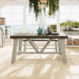 Brents Rectangular Trestle Base Dining Table Solid Reclaimed Pine 1.6m or 2m.
