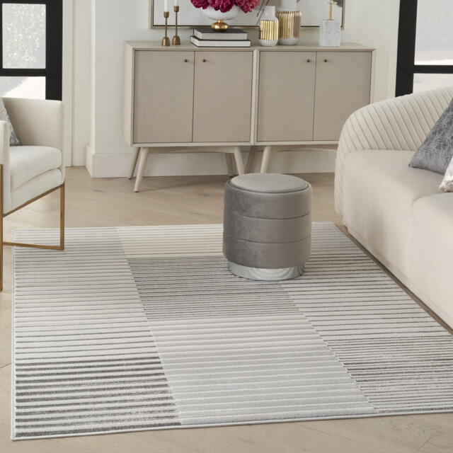 Breux Striped Grey Area Rug