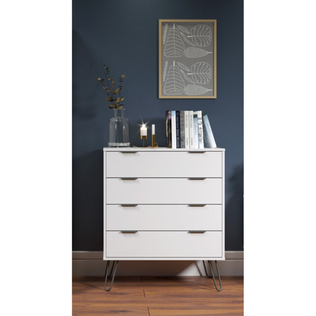 Dufresne 4 Drawer white bedroom chest of drawers